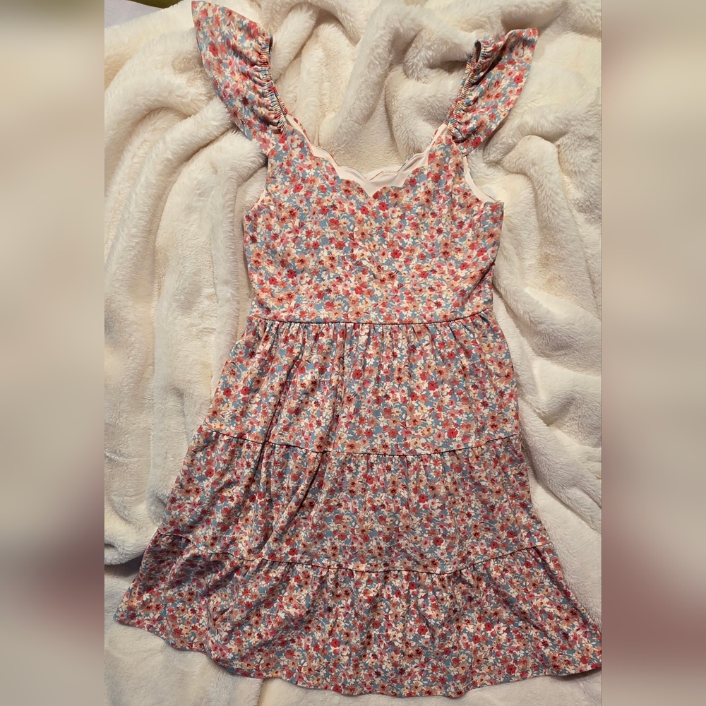 Monteau Pink and Blue Ruffled Tiered Sundress - Picture 3 of 7